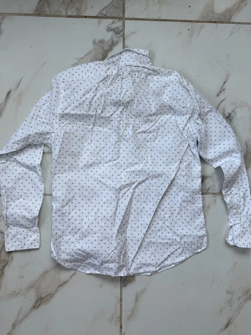 J. Crew White Button-Down Shirt with Navy Micro Print